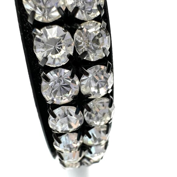 Clear Rhinestones on Gunmetal Bangle Set — 1980s Goth Rock Style — Size 8 — EUC - Picture 10 of 12